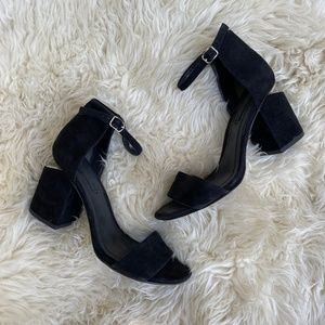 Alexander Wang Black Suede Leather Block Heel Sandals